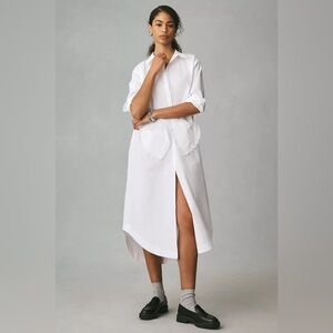 Anthropologie Maeve Long-Sleeve Midi Shirt Dress Heart Pockets